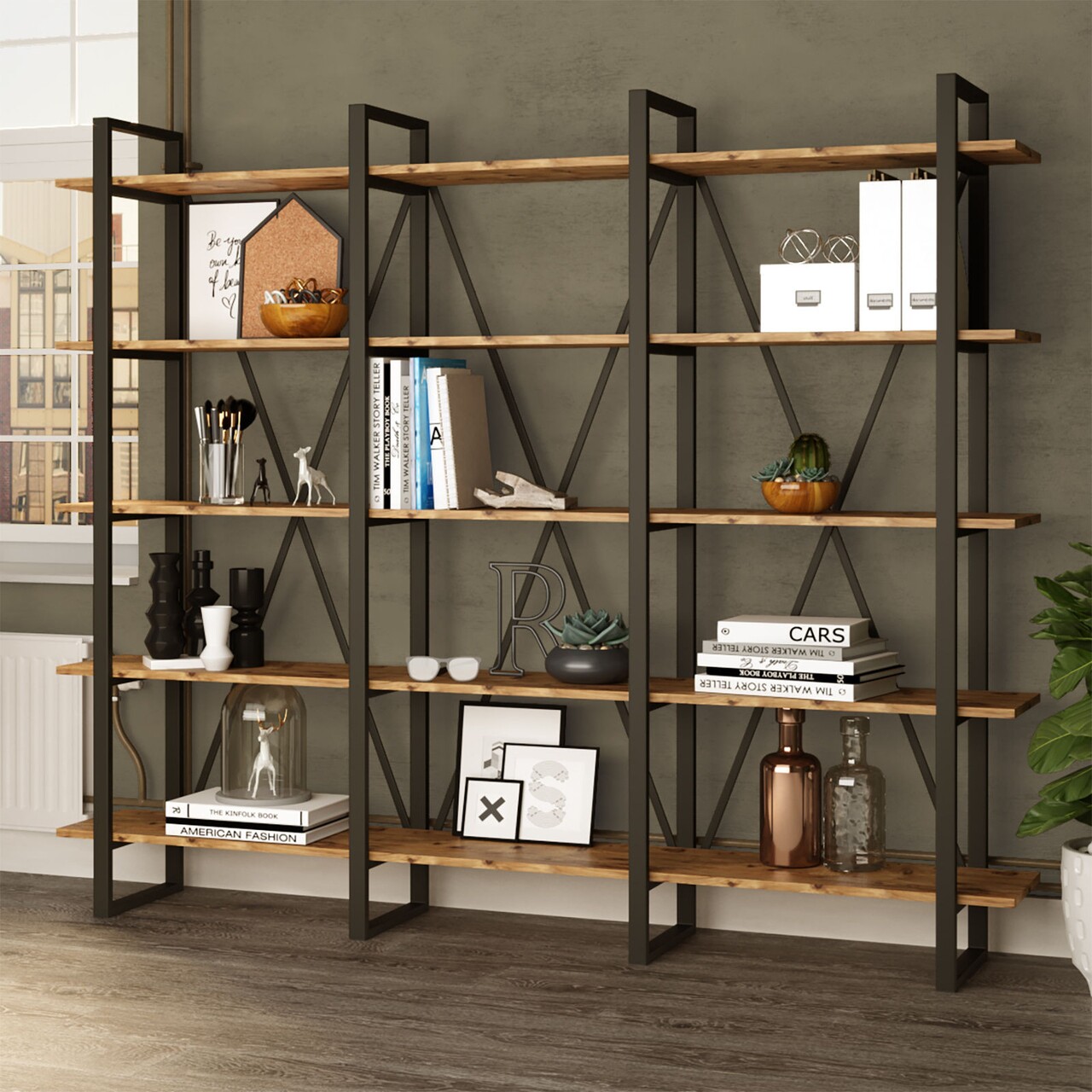 Biblioteca ML4, Locelso, 219.6x34x180 cm, maro - imagine 7